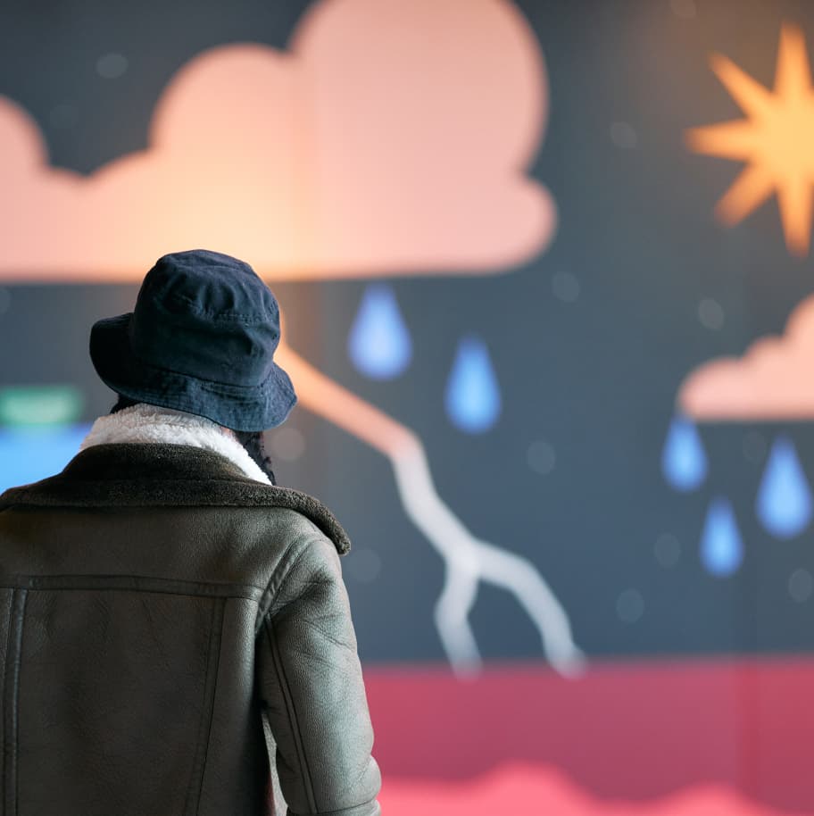 Someone looking at mural